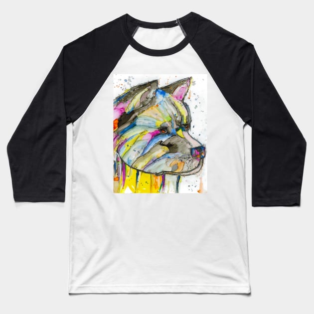 Colorful Akita dog Baseball T-Shirt by atep